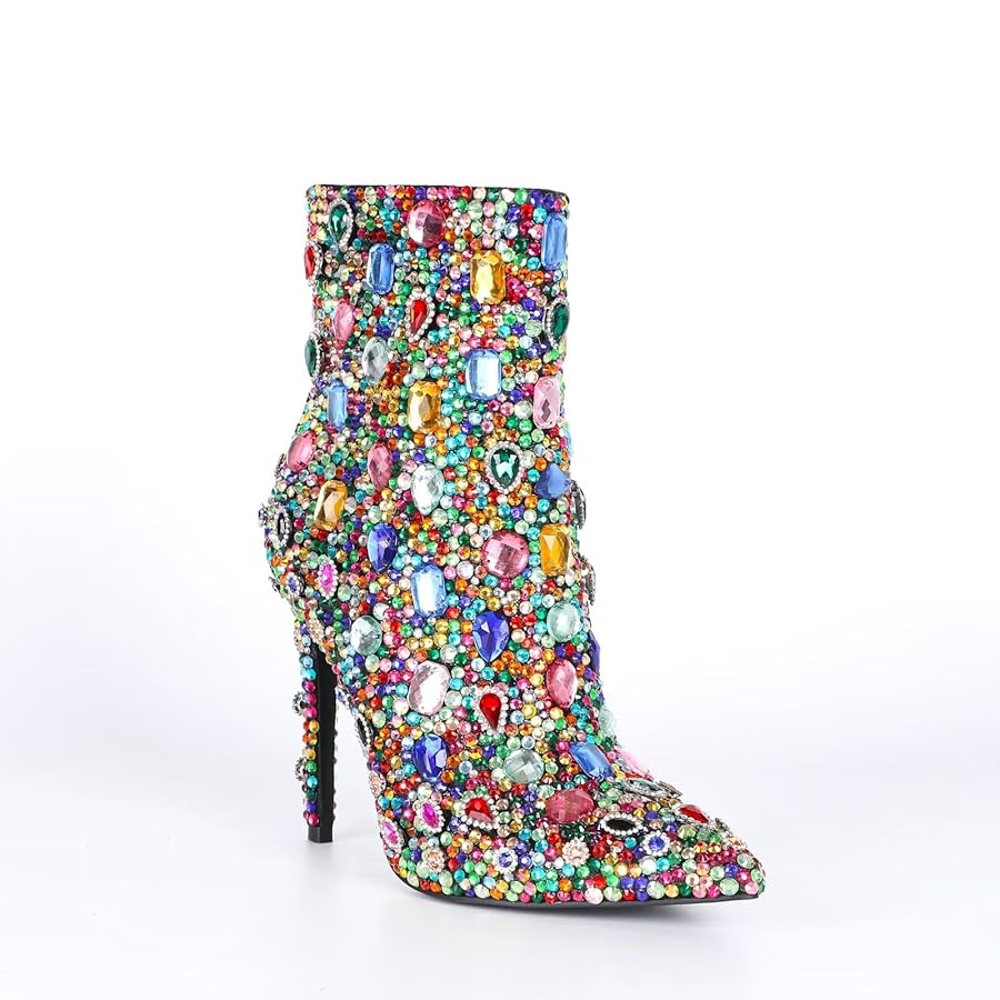 新品herlipto Crystal Lace-Up Ankle Boots Amazon.com | LVSEEMAN Women's Rhinestone Ankle Boots